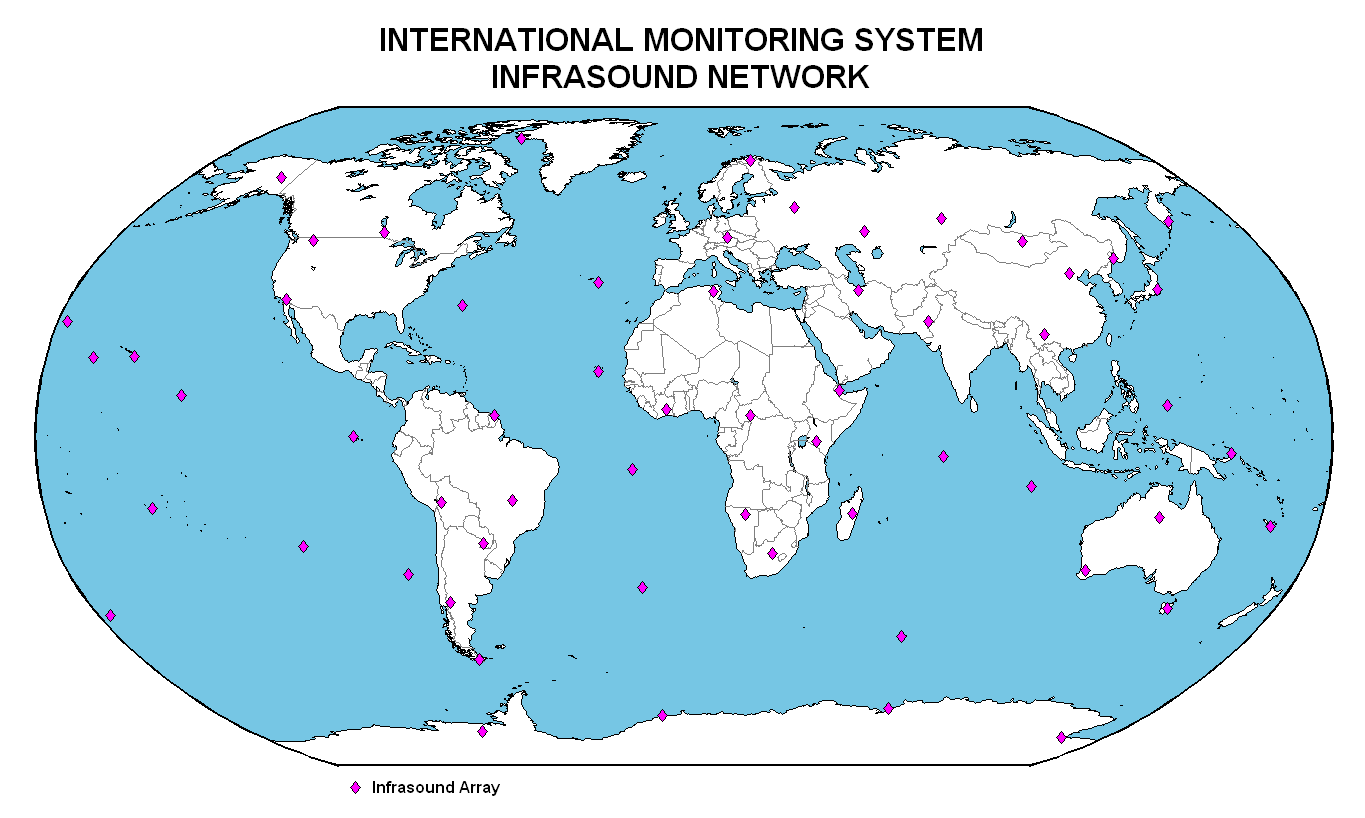 The geographical distribution of IMS infrasound network