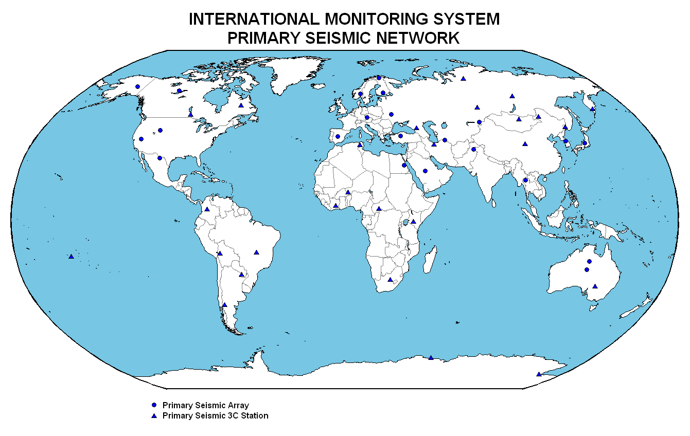 The global distribution of the primary IMS seismic network